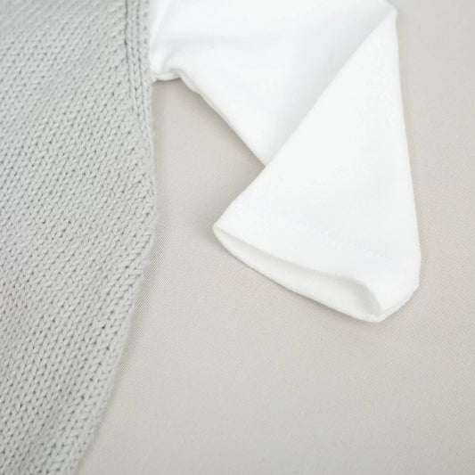 Düğmeli Gri Salopet ve Bebe Yaka Body 0-3 Ay | Organik Pamuk