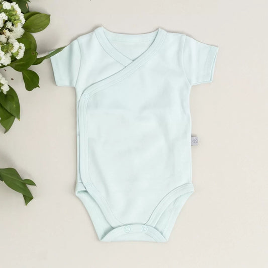 Mint Basic Zarf Yaka Zıbın Kısa Kol Yeni Doğan | Organik Pamuk