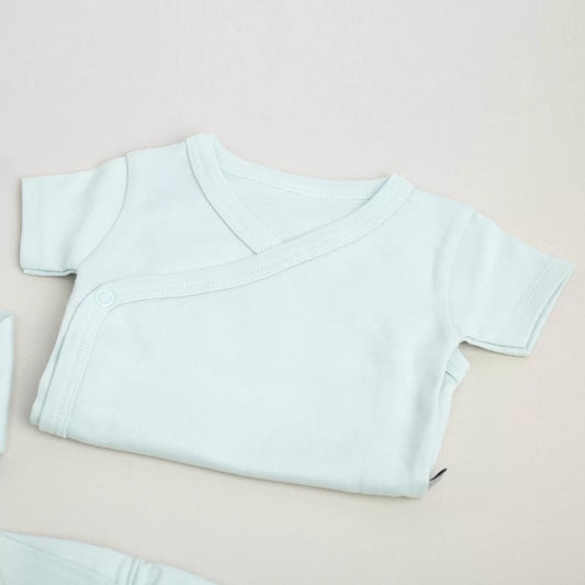 Mint Basic Zarf Yaka Zıbın Kısa Kol Yeni Doğan | Organik Pamuk