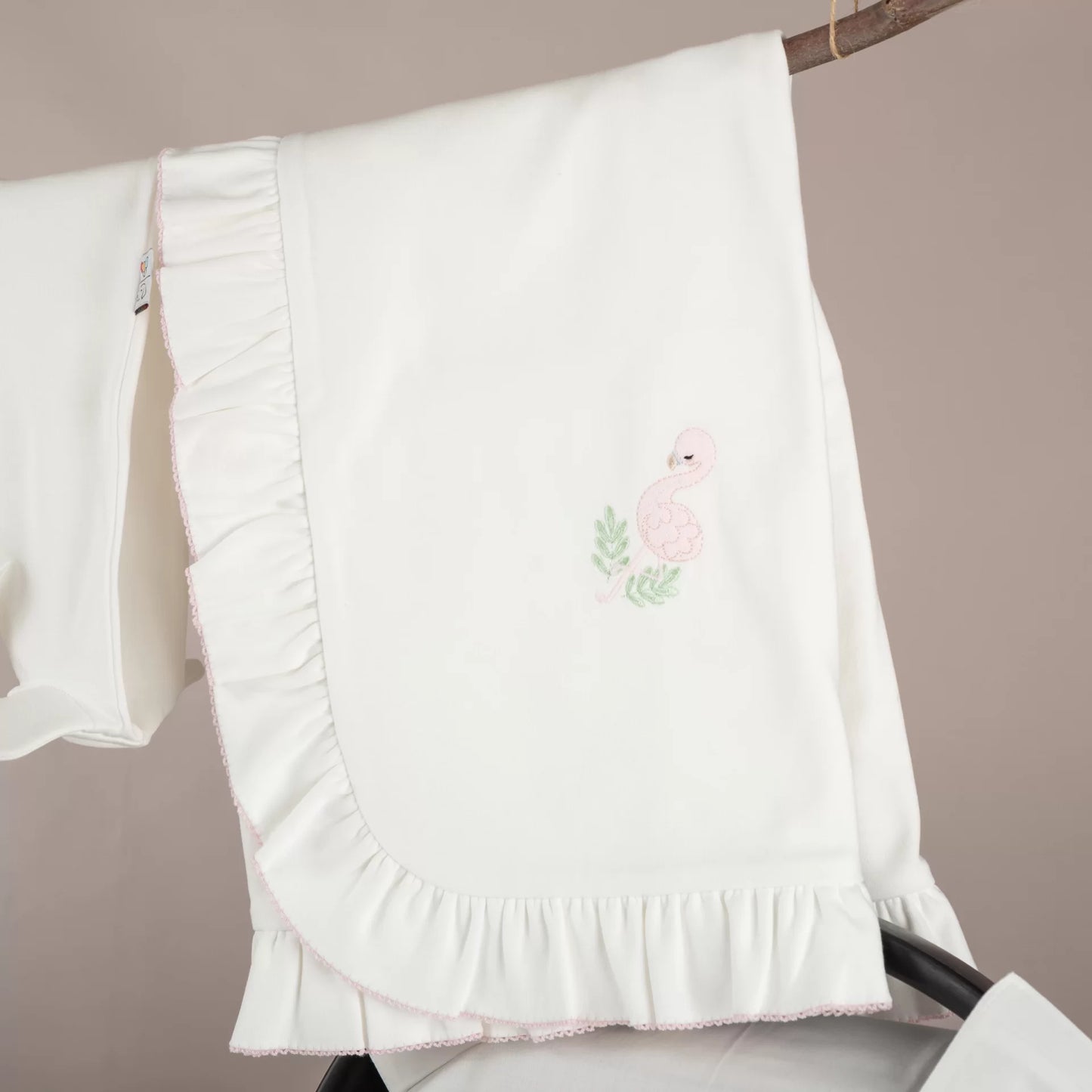 Nazenin Flamingo Nakışlı Pembe Tığ işi Süslemeli Organik 8'li Hastane Çıkışı