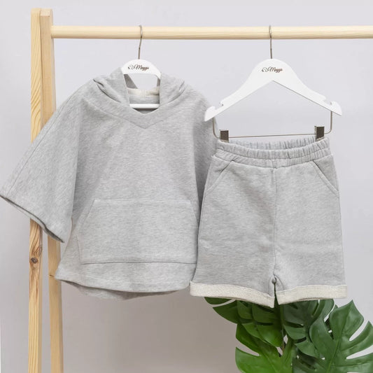 Gri Şortlu Çocuk Sweat Takım | Organik Pamuk
